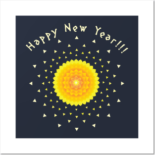 Happy New Year Mandala Posters and Art